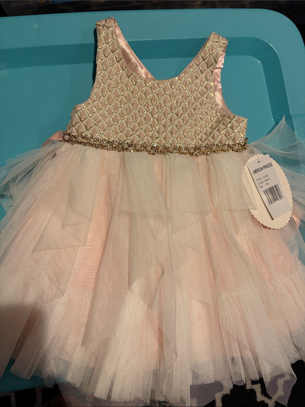 American Princess Pink and Gold Tulle Party Dress